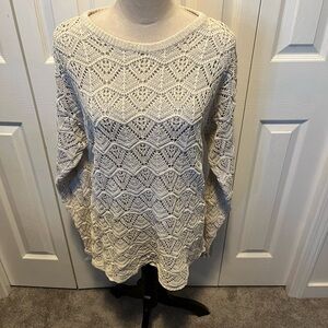 Daniel Hechter size L  Silk Cotton blend Cream Knit Sweater